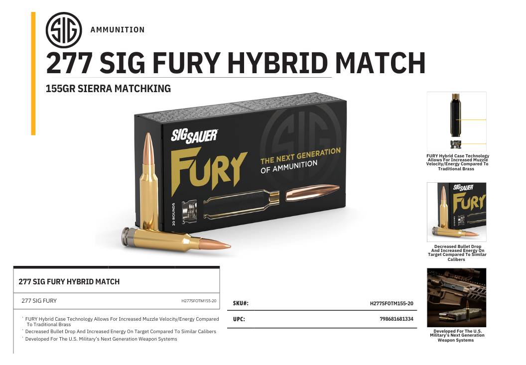 Sig Sauer H277SFOTM15520 Fury 277 Fury 150 gr 20 Per Box/ 10 Cs ...