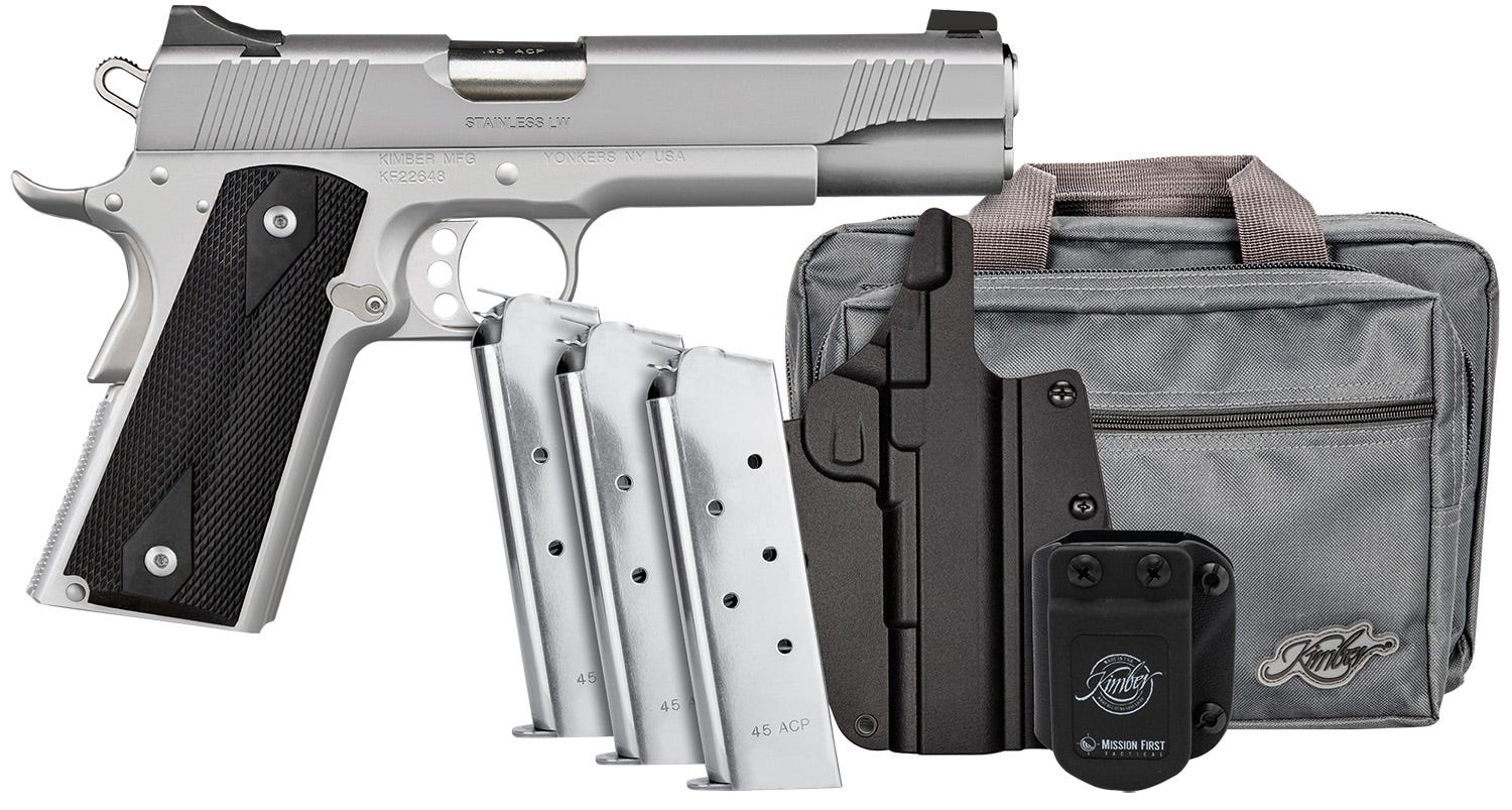 Mft Magazines Kimber 3700826 1911 Pistol Stainless LW Club Bundle, .45 ACP, (3) 7rd ...