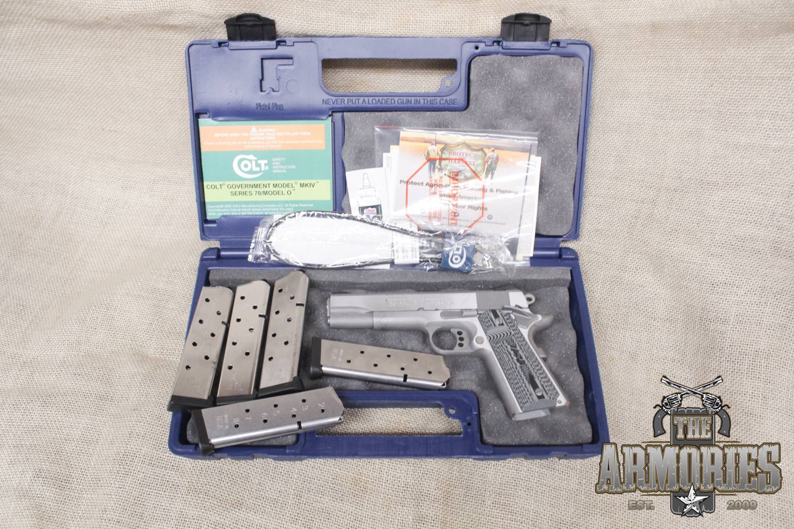 Colt Custom Shop 1911 .45 ACP Stainless 1 of 100 w/ 5 Mags Preowned ..-img-0